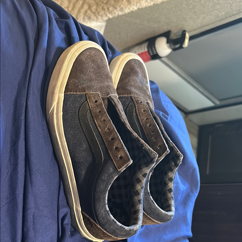 Vans Brown and Black Skate Sneakers with Suede Canvas Upper